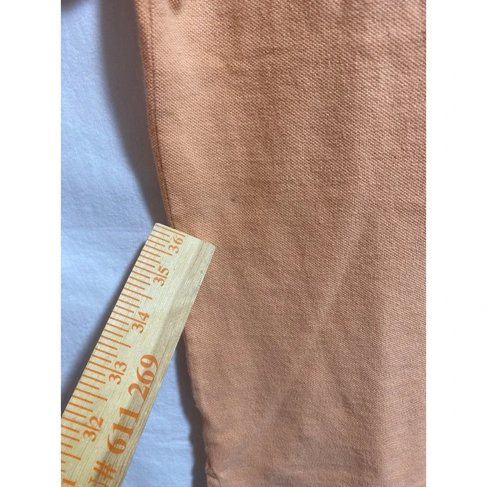 Polo Ralph Lauren Mens Peach Orange‎ Tipped Polo Shirt Cotton Pique Size L 16/18